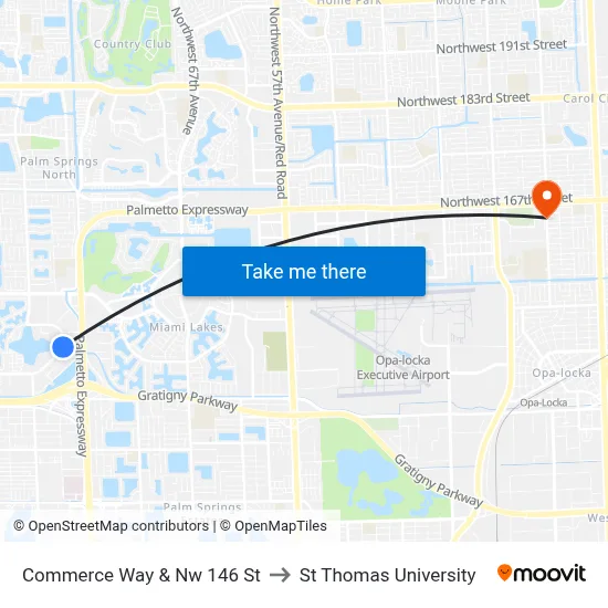 Commerce Way & Nw 146 St to St Thomas University map