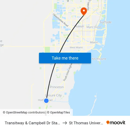 Transitway & Campbell Dr Station to St Thomas University map