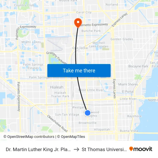 Dr. Martin Luther King Jr. Plaza to St Thomas University map