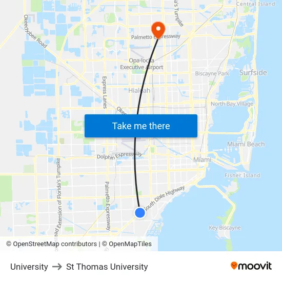 University to St Thomas University map