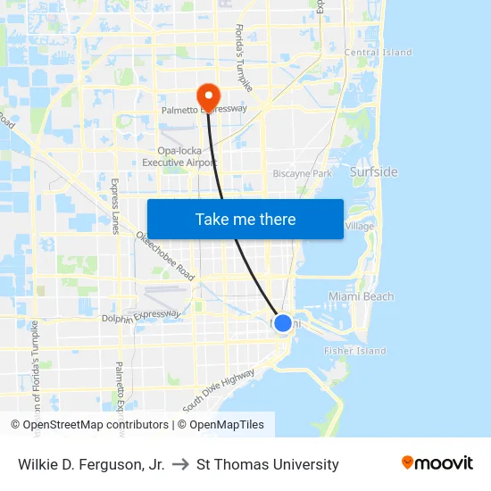 Wilkie D. Ferguson, Jr. to St Thomas University map