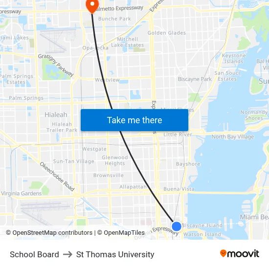 School Board to St Thomas University map