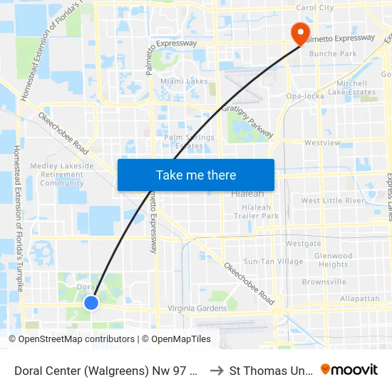 Doral Center (Walgreens) Nw 97 Ave@nw 41 St to St Thomas University map