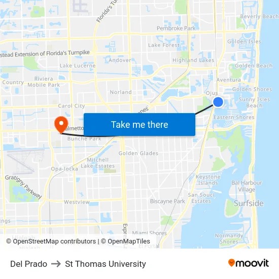 Del Prado to St Thomas University map