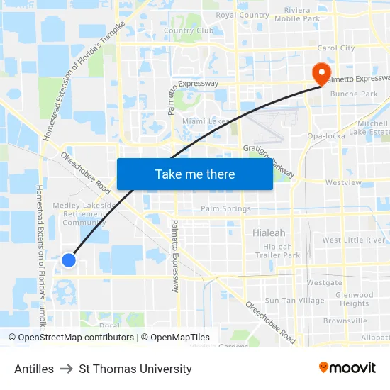 Antilles to St Thomas University map