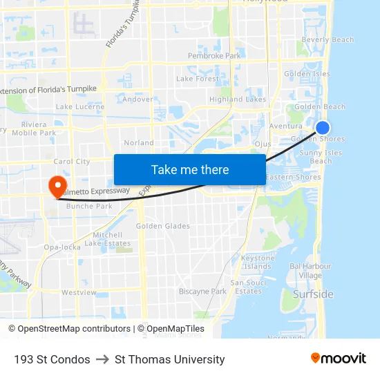 193 St Condos to St Thomas University map