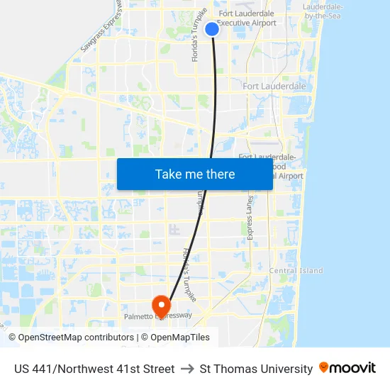 US 441/Northwest 41st Street to St Thomas University map