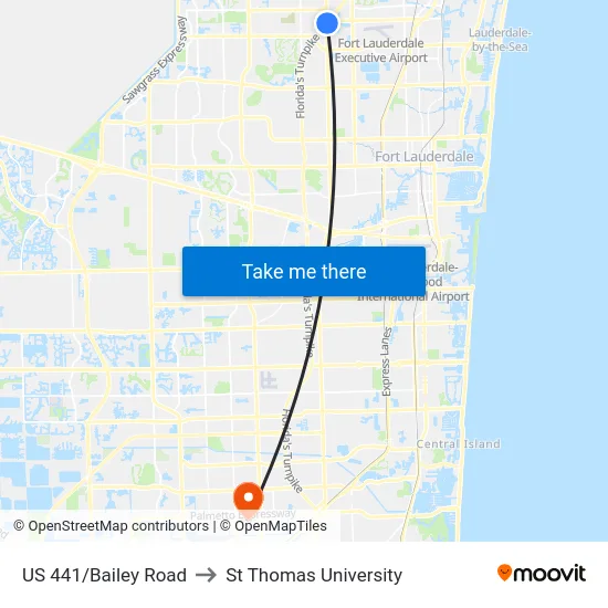 US 441/Bailey Road to St Thomas University map