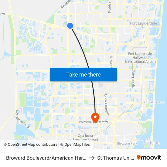 Broward Boulevard/American Heritage School to St Thomas University map