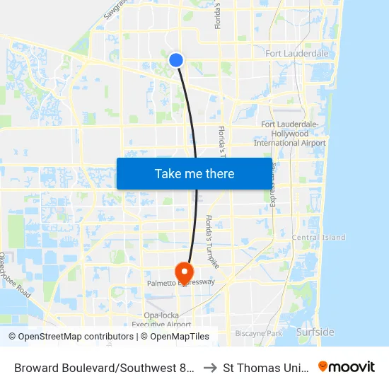 Broward Boulevard/Southwest 84th Avenue to St Thomas University map