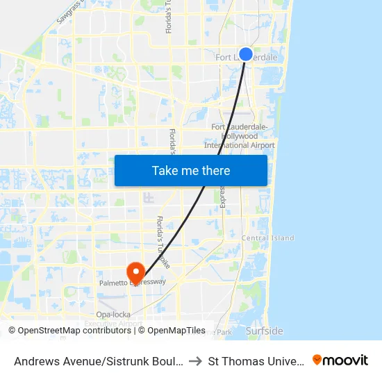 Andrews Avenue/Sistrunk Boulevard to St Thomas University map