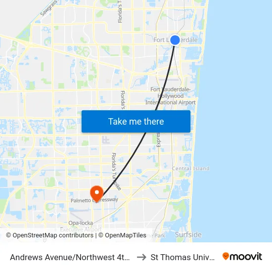 Andrews Avenue/Northwest 4th Street to St Thomas University map