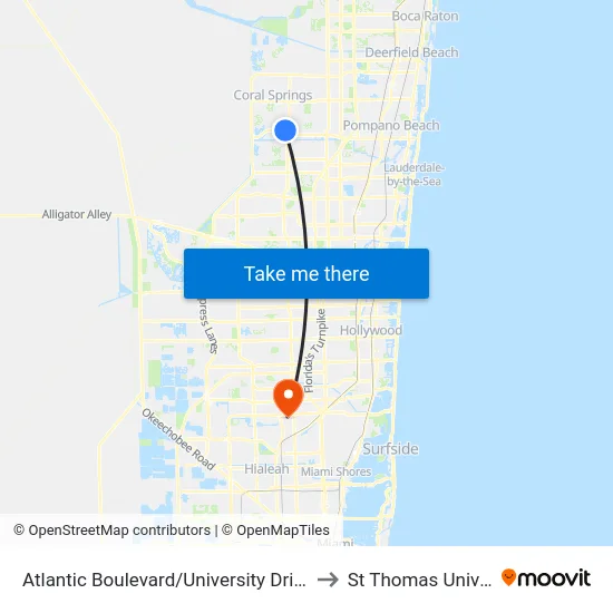 Atlantic Boulevard/University Drive (West) to St Thomas University map