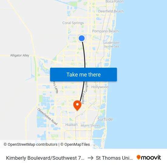 Kimberly Boulevard/Southwest 78th Avenue to St Thomas University map