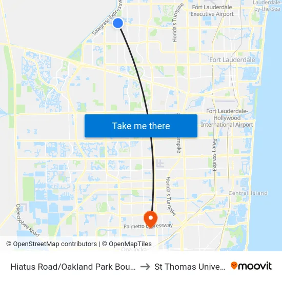 Hiatus Road/Oakland Park Boulevard to St Thomas University map