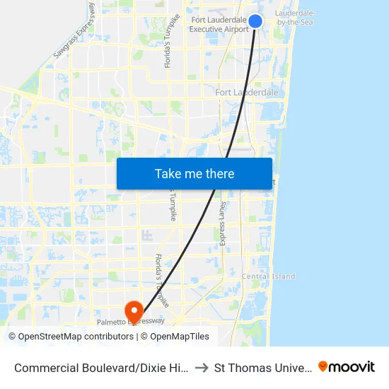 Commercial Boulevard/Dixie Highway to St Thomas University map