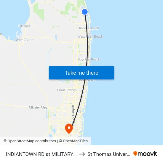 INDIANTOWN RD at MILITARY TRL to St Thomas University map