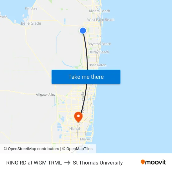 RING RD at WGM TRML to St Thomas University map