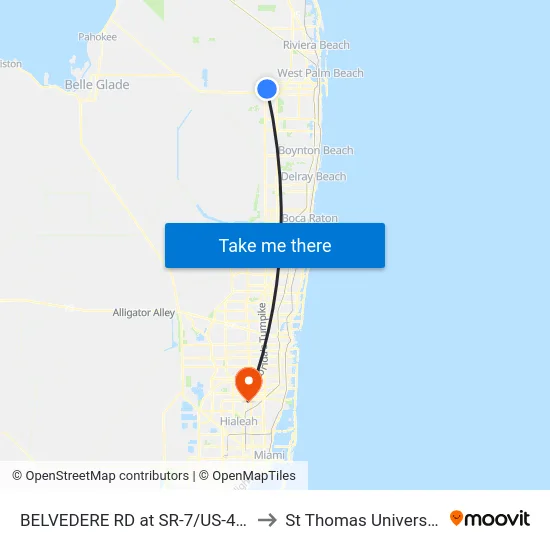 BELVEDERE RD at SR-7/US-441 to St Thomas University map