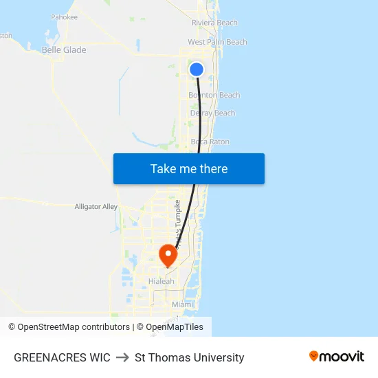 GREENACRES WIC to St Thomas University map