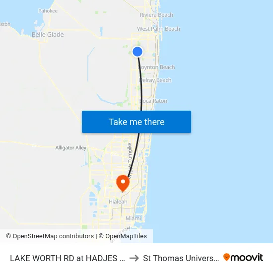 LAKE WORTH RD at HADJES DR to St Thomas University map
