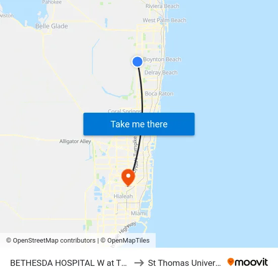 BETHESDA HOSPITAL W at TRML to St Thomas University map