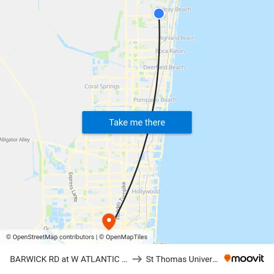 BARWICK RD at  W ATLANTIC AVE to St Thomas University map