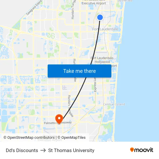 Dd's Discounts to St Thomas University map