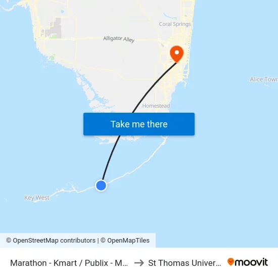Marathon - Kmart / Publix  - MM50 to St Thomas University map