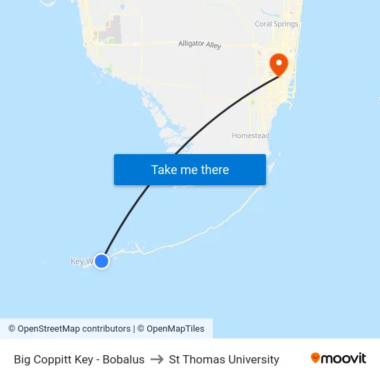 Big Coppitt Key - Bobalus to St Thomas University map