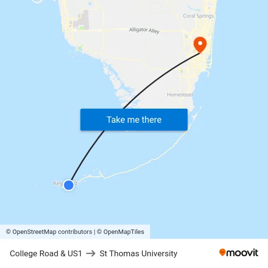 College Road & US1 to St Thomas University map