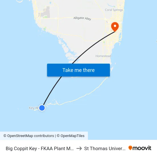 Big Coppit Key - FKAA Plant MM10 to St Thomas University map