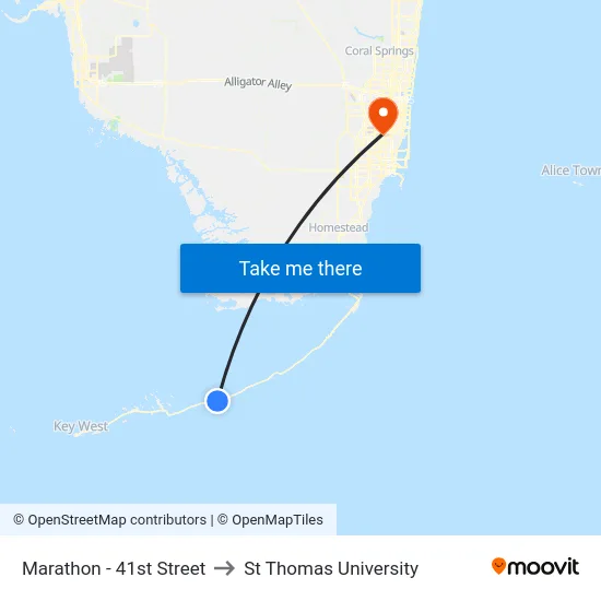 Marathon - 41st Street to St Thomas University map