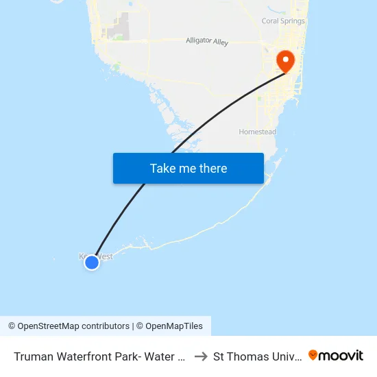 Truman Waterfront Park- Water Park Area to St Thomas University map