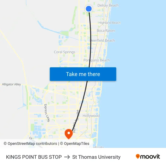 KINGS POINT BUS STOP to St Thomas University map