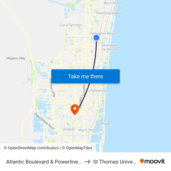 Atlantic Boulevard & Powerline Road to St Thomas University map