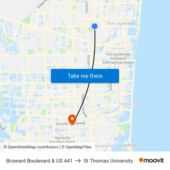 Broward Boulevard & US 441 to St Thomas University map
