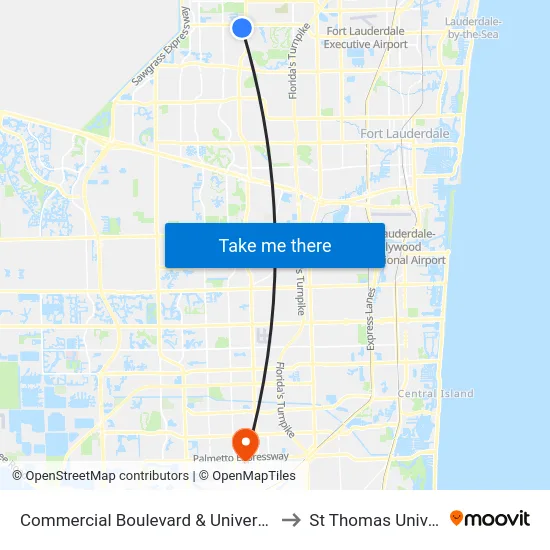 Commercial Boulevard & University Drive to St Thomas University map