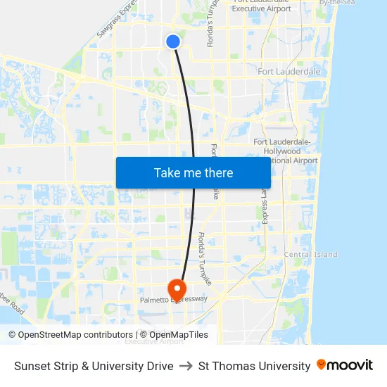 Sunset Strip & University Drive to St Thomas University map