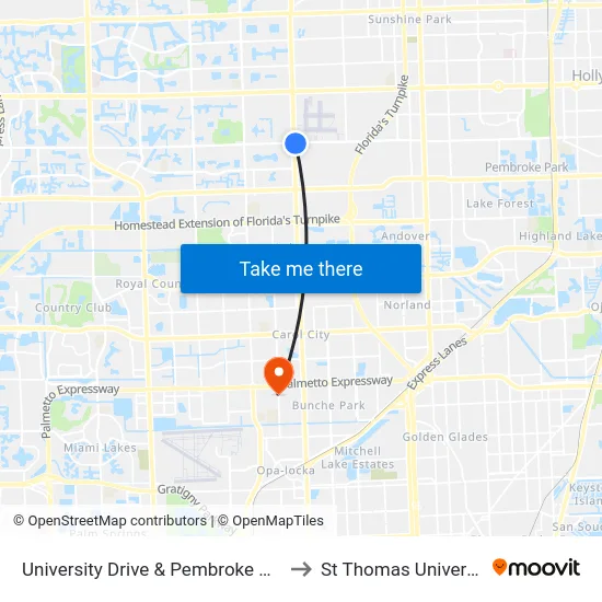 University Drive & Pembroke Road to St Thomas University map