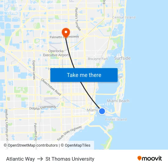 Atlantic Way to St Thomas University map