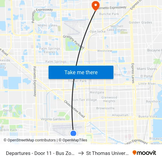 Departures - Door 11 - Bus Zone 2 to St Thomas University map
