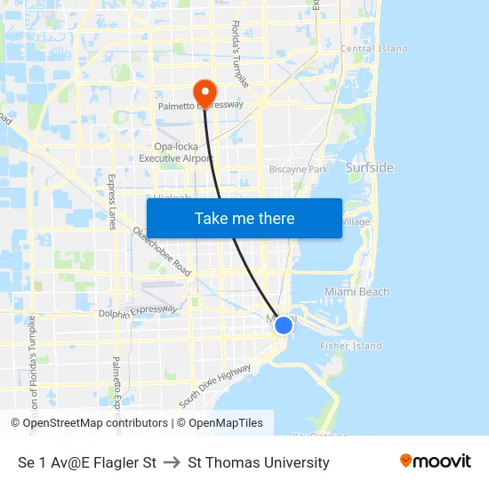 Se 1 Av@E Flagler St to St Thomas University map