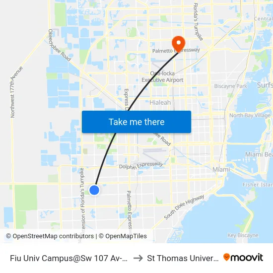 Fiu Univ Campus@Sw 107 Av-17 St to St Thomas University map