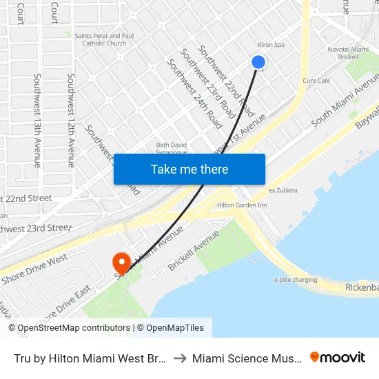 Tru by Hilton Miami West Brickell to Miami Science Museum map