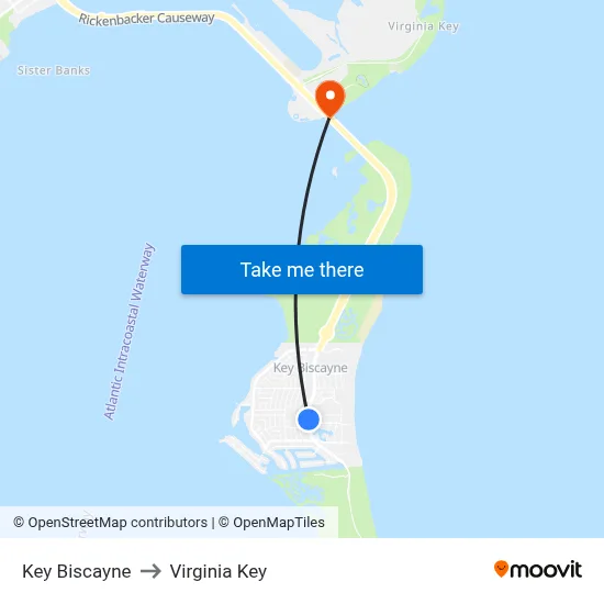 Key Biscayne to Virginia Key map