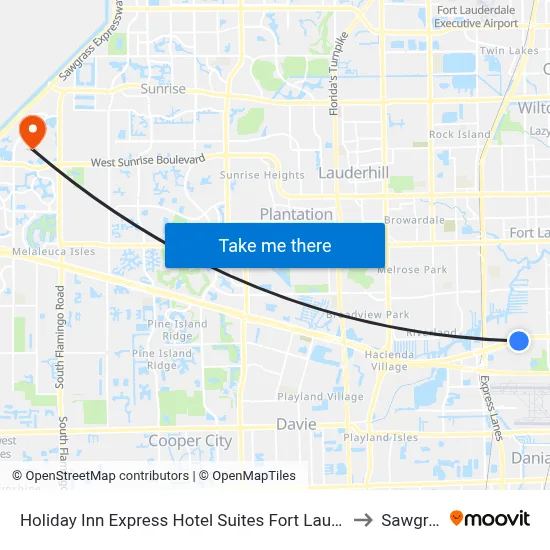 Holiday Inn Express Hotel Suites Fort Lauderdale Airport Cruise Port an IHG Hotel to Sawgrass Mills map