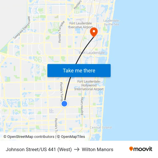Johnson Street/US 441 (West) to Wilton Manors map