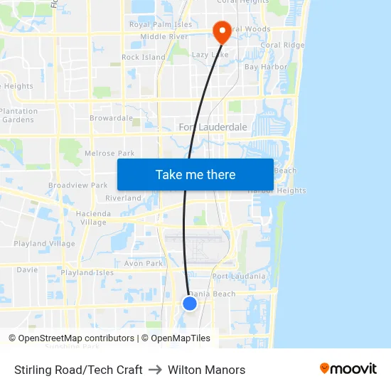 Stirling Road/Tech Craft to Wilton Manors map