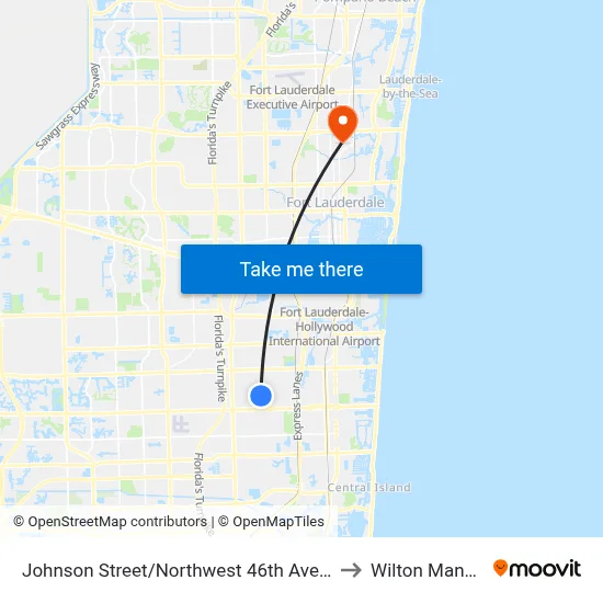 Johnson Street/Northwest 46th Avenue to Wilton Manors map